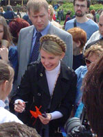 Kiev, Ukraina, may 2004. Julia Tymoshenko during a public meeting.